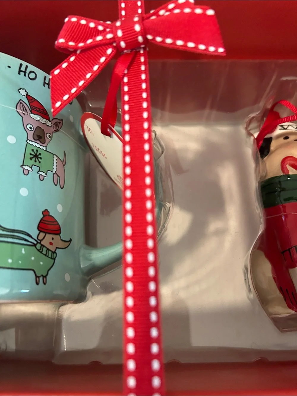 Spectrum Christmas Dog Mug & Matching Ornament Holiday Gift Box Set, Blue, NWT